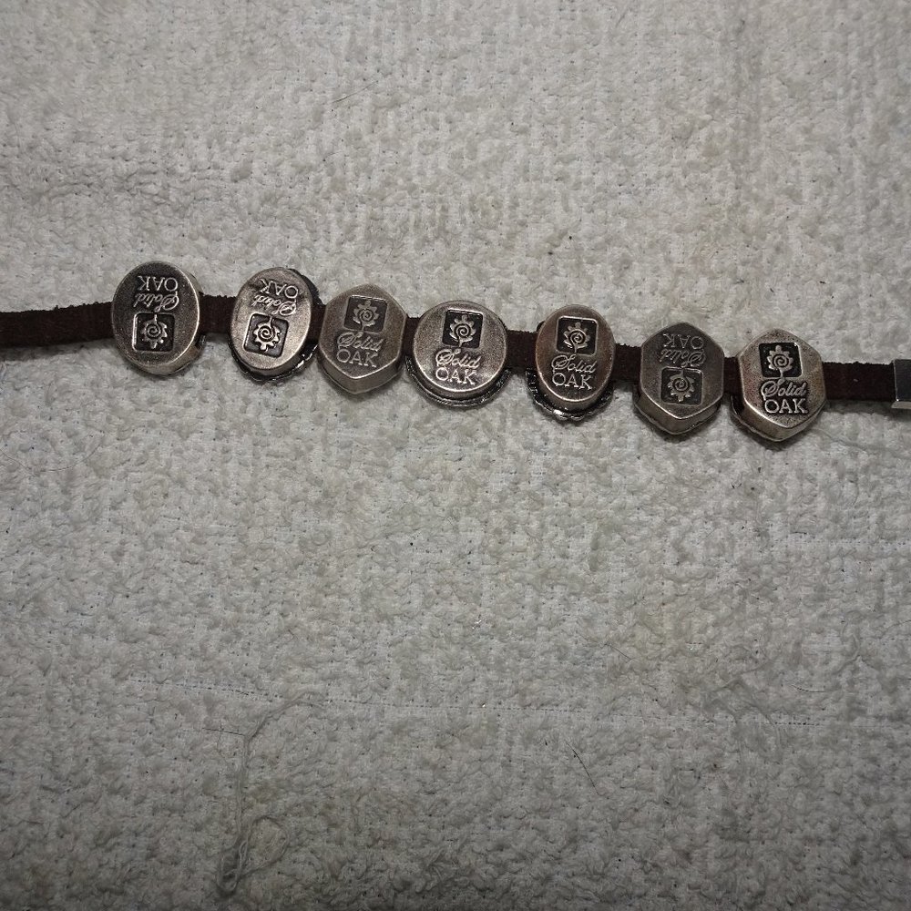 Solid Oak Slider Leather Cord Toggle Bracelet - image 4